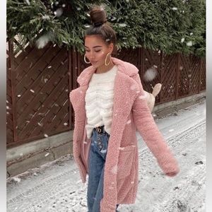 Keep Each Other Warm Sherpa Coat - Blush